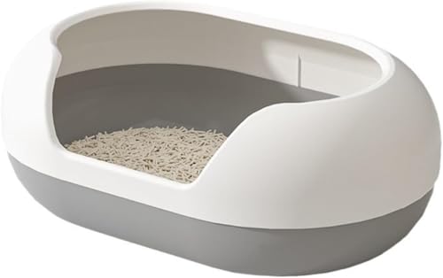 PpzhenN 猫トイレ 超特大 猫用トイレ カプセル猫トイレ 60*41*23cmオープンタイプ トイレ本体 簡単掃除 清潔 飛散防止 除臭猫砂盆 防臭防外はね 超特大空間 シンプルデザイン 洗浄しやすいです (グレー)