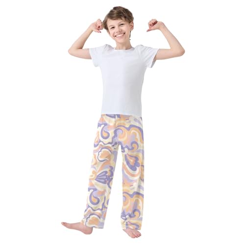 ZZXXB Abstract Swirl Boys Long Pants Soft Trousers Elastic Waist Kids Lounge Bottoms with Pockets S-XL2