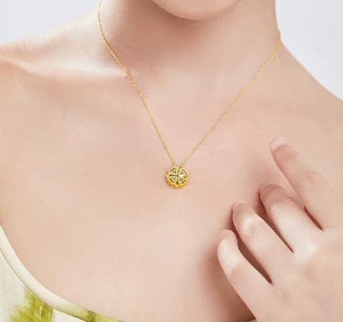 Sterling Silver Heart Shaped and Four Leaf Clover Convertible Pendant Necklace Crystals Jewelry for Women3
