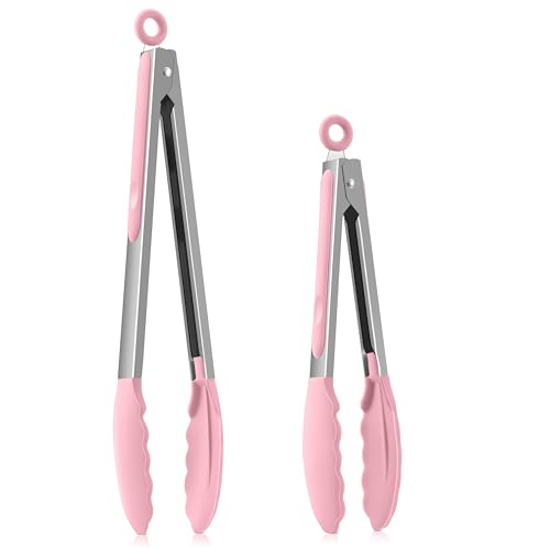 Homikit Küchenzange, Edelstahl Kochzange Grillzange 2er Set - Rosa – Ansicht 1