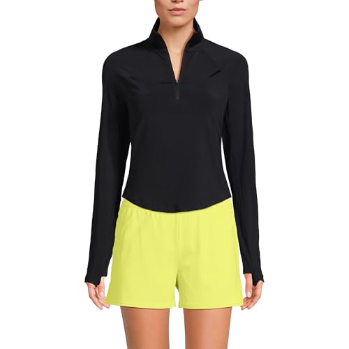 Lands' End Women's Long Sleeve Rash Guard Cover-up UPF 50 Small Black