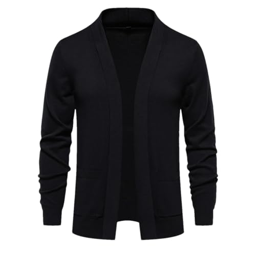 Men Cotton Knit Cardigan Sweater V-Neck Knitted No Buttons Sweaters Solid Slim Knit Cardigan