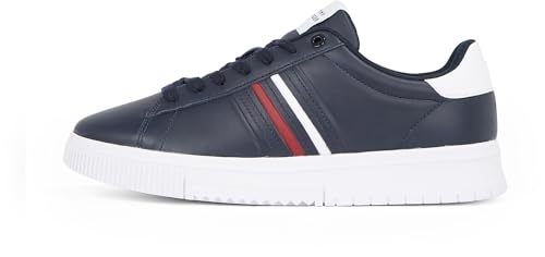 Tommy Hilfiger Herren Cupsole Sneaker Modern Stripes mit Logo, Blau (Desert Sky), 44