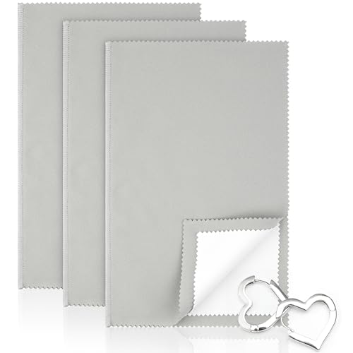 PEASUG 3 paños de pulido de plata, paño limpiador de joyas grande de 10 x 12.5 pulgadas, paño suave para pulir joyas, paño de limpieza de plata de doble cara de cuatro capas para joyas de oro, plata