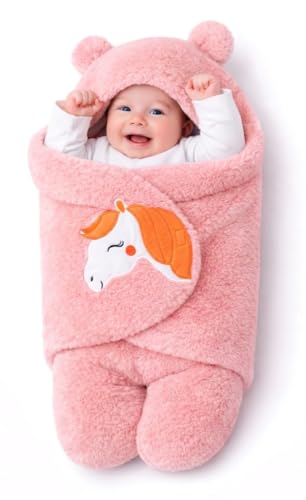 Image of BRANDONN Baby Blanket Newborn Gift Pack Swaddle Wrapper with Bear Hood, Ultra-Soft Premium Flannel Fabric, 0-9 Months, Length 68 cm x Width 68 cm