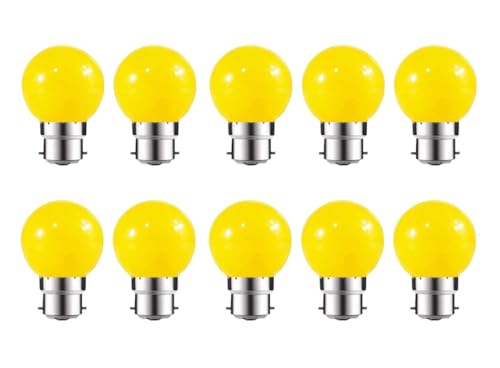 ZFQ 10 Pack B22 Bayonet Colored LED Light Bulbs 2W G45 Golf Ball Mini Globe Bulb Lighting Bulbs,Yellow for Outdoor Indoor String Patio Garden Party Christmas