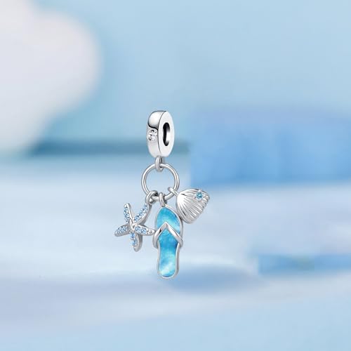 Image of Tropical Ocean Life Charm Sea Turtle Starfish Enamel Dangle Bead for European Bracelet