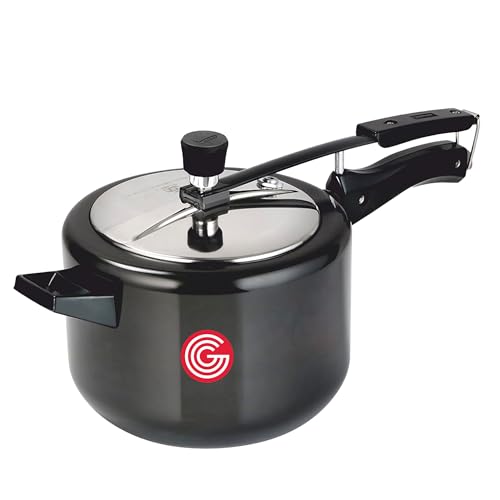 Image of Globe Brio 2 Litre Hard Anodised Inner Lid Induction Base Pressure Cooker (Black) BIS Certified And ISI Certified |6 Years Warranty