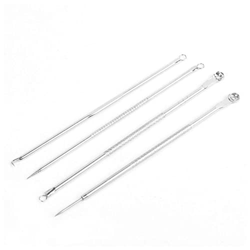 qingmutech Acné Aiguille 4PC NOIRHEAD BLUMISH REMAPERS Acne PIMPE EXTRAITEUR EXTRACITE VASIMISTOR Stick Stick Contre des Outils de Points Noirs for Le Visage Propre Set Aiguille acné (Size : Silver) Cover