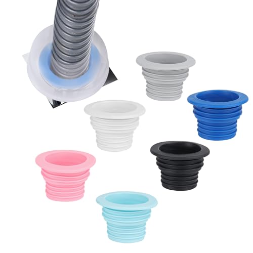 6 juntas para tubo de desagüe, junta de desagüe de lavabo, manguito de goma para tubo de desagüe, sifón, junta de desagüe para cocina, baño, lavadora, adaptador de desagüe, con 6 tapas decorativas