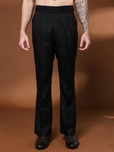 Image of Gurkha Pants for Men | Trouser for Men | Formal Pant | Classic Button | Bell Button High Waist Pleated Casual Trousers | Flared Leg Pants for Office Smart Casual Travel Party