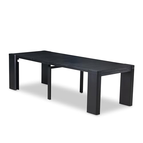 Image of X02MZ-206-06 - 5-piece Dining Room Table Set a Rectangular Kitchen Table and 2 wooden Benches and 2 Shitake Linen Fabric Dining Chair, 39x120 Inch, Wire Brushed Black