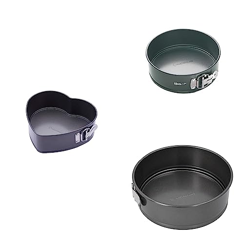 Master Class 20 cm Springform-Kuchenform mit losem Boden, Antihaft, PFOA-frei+ 22,5 cm Herzform-Kuchenform mit losem Boden, Springform-Verschluss + 18 cm Springform-Kuchenform mit losem Boden
