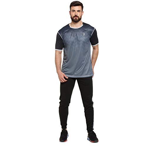 Image of CAHOOT Men's Black and Blue Ombre Dri-Fit Activewear T-Shirt Regular Fit for Casual Wear | Structured T-Shirt Crafted with Comfort Fit and High-Performance for Everyday Wear