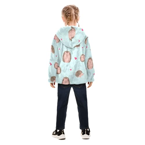 OTVEE Hedgehog Cute Animals Kids Hoodie Jacket Fall Spring Full Zip Warm Outwear Coat4
