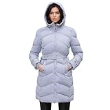 kraftd Womens Winter Coat Faux Fur Hood with Puffer Belted Coat | Windbreaker Outdoor Warm Quilted Long Jacket | Zipper Closer with Detachable Hood Ladies Winter Jacket (Grey, M)