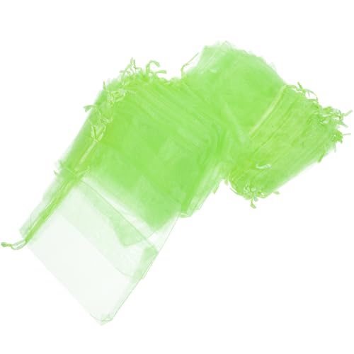 SHOWERORO Bolsas de Malla Cordón para Proteger Frutas y Semillas en Huertos y Campos, 100 Unidades de Organza Verde, Sellado Hermético contra Insectos y Aves