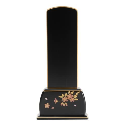 福和屋 位牌 文字彫り代込み モダン位牌 四季の花の舞う 黒檀 「桜」 4.5寸【一名分名入れ代金込み】
