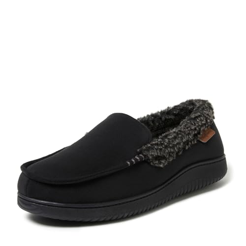 Image of Dearfoams Men's Eli Microfiber Indoor /Outdoor with Whipstitch Detail Suede Moccasin Slipper