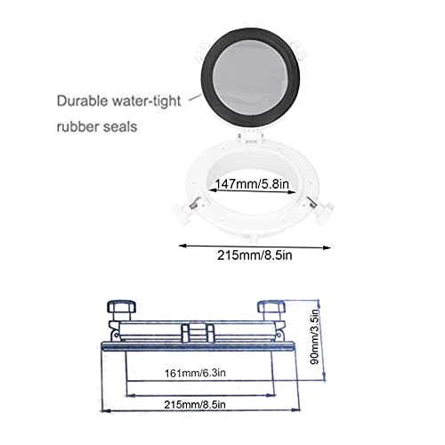 Yctze Boat Porthole,8in Round Opening Portlight Porthole Universal Tempered Glass Boat Window For RV Boat Yacht White Porthole Replacement - Image 3