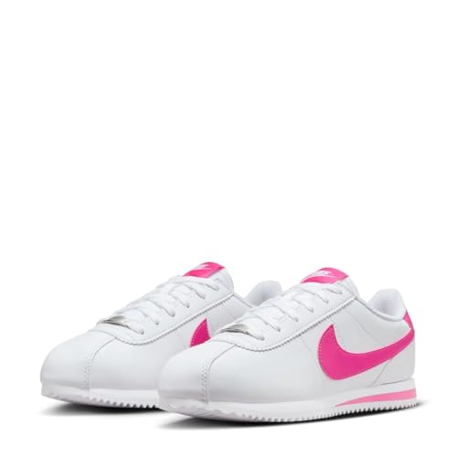 Nike Cortez Big Kids' Shoes (DM0950-104, White/Laser Fuchsia) Size 5.53