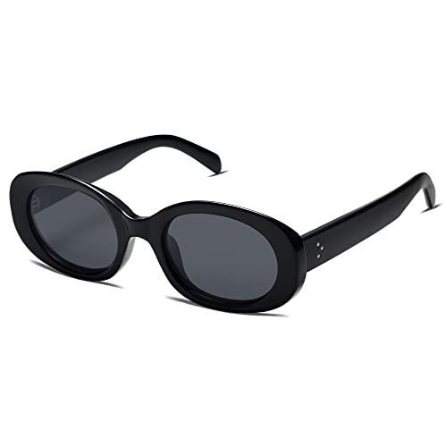 Image of Allarallvr Retro Oval Polarized Sunglasses for Women and Men Vintage Designer Style Gafas De Sol Para Mujer AR82023 Black