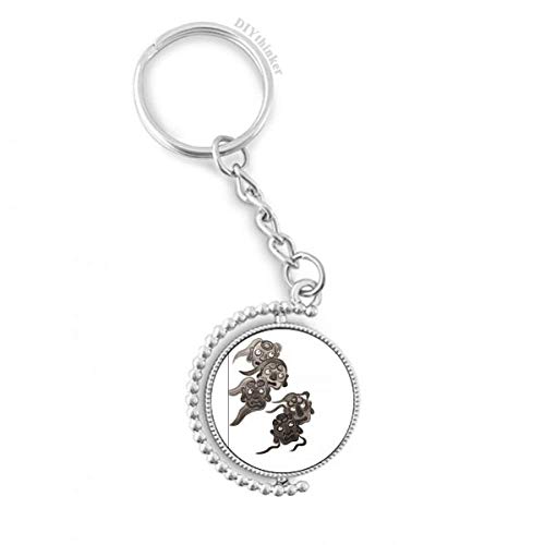 Porte-clés rotatif encre de chine monstre idée cadeau original homme femme