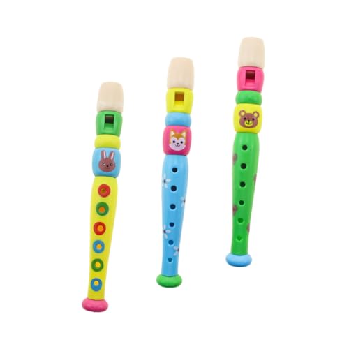 SECFOU 3個子供用カートゥーンデザイン孔?笛玩具点 知育音楽おもちゃ 手と指の協調性向上 練習向け風笛ホーン玩具