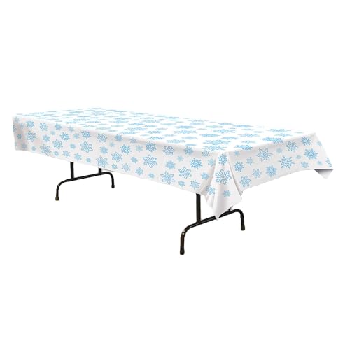 Image of Beistle The Company - Snowflake Table Cover - White and Blue