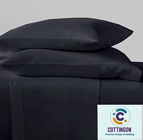 Image of Cottingon Rv King 72 X 75 4 Piece Bed Sheet Set for Campers, Luxury Soft Microfiber fits 6 to 10 Inches Deep RV Mattress, Dark Grey