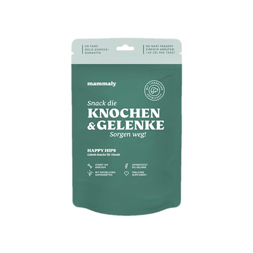 11-in-1 Grünlippmuschel Hund Gelenktabletten - Happy Hips 30 Leckerli (110g) von mammaly - Gelenk- & Knochenschutz für Hunde - Praktische Alternative zu Kapseln & Grünlippmuschelpulver für Senior