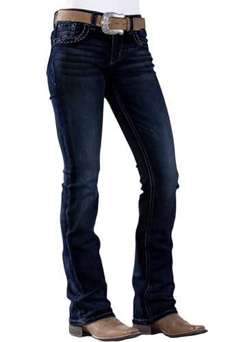 PEIHOT Mid Rise Bootcut Jeans for Women Trendy Cowgirl BBL Curvy Straight Leg Denim Pants Western Country Apparel Blue