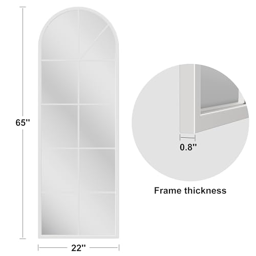 Image of OGCAU Arched Full Length Mirror, 65 inchx22 inch Floor Full Body Mirror, White