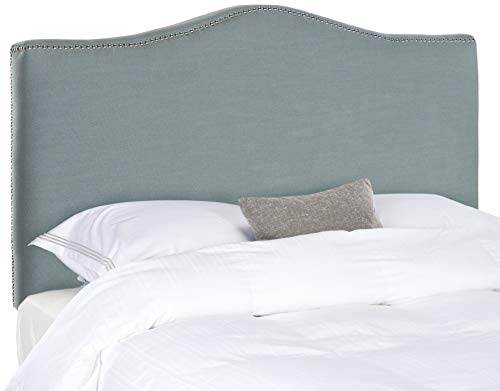 Safavieh Jeneve Sky Blue Upholstered Camelback Headboard - Silver Nailhead (Full)