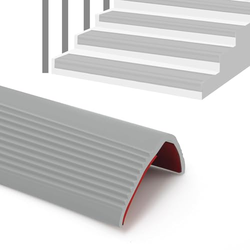 Nariz de escalera gris de 5m con protector de borde de goma PVC 2