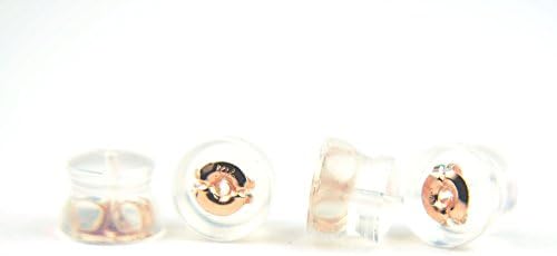 Jewelry Yokoyama Earring Backs Soft Clear Silicone and 14k Rose Gold Small 2 Pairs Fit Earring Backs Made in Japan