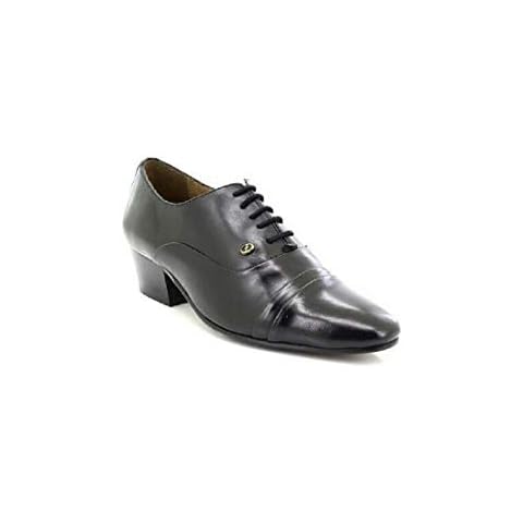 ShuCentre Mens Lucini Black Matt Lace Up Cuban Heel Smart Formal Shoes - Black Leather, Mens UK 9 / EU 43 Cover