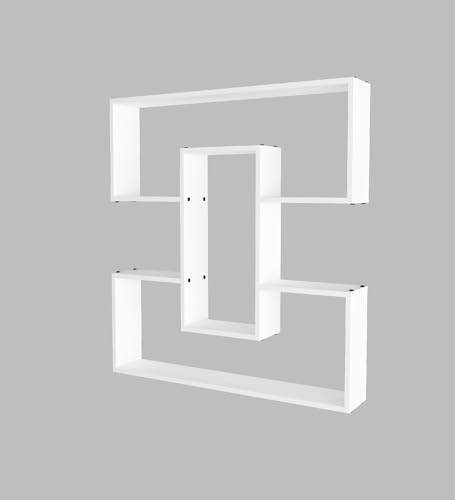 Image of MIZZ Multipurpose Modular Wall Racks /Shelves /Organiser /Decor Particle Board Wall Shelf (Number of Shelves - 6, White)