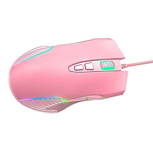 Lazmin112 Topo Cablato, Topo Ergonomico Rosa Retroilluminato Rgb, da Gioco