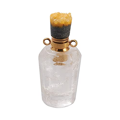 KitBeads 1 pc Natural Healing Stone Quartz Crystal Perfume Bottle Pendants Gemstone Charm Pendant for Jewelry Making Cylinder Gold Color KitBeads 1 pc Natural Healing Stone Quartz Crystal Perfume Bottle Pendants Gemstone Charm Pendant for Jewelry Making Cylinder Gold Color