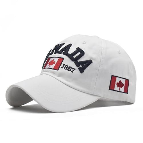 HDiGit Casquette de baseball classique classique délavée drapeau du Canada pour hommes et femmes casquettes de sport casquette de baseball en coton unisexe, blanc, L