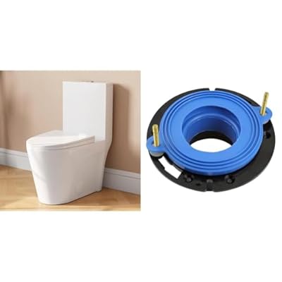 DeerValley Toilet, Elongated One Piece Toilet for Bathrooms, Comfortable Chair Seat Height 17" & Fluidmaster 7530 Universal Better Than Wax Toilet Seal, Wax-Free Toilet Bowl Gasket Fits Any Drain