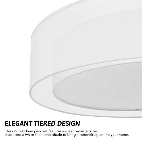 Buy VONLUCE 3 Light Double Drum Pendant Light, 20" Brushed Nickel