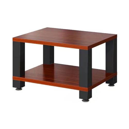 Étagère en bois avec pieds réglables meuble de rangement multimédia teck 2 niveaux