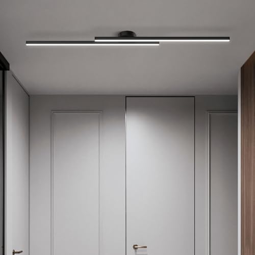 Plafonnier LED linéaire noir 120cm dimmable avec télécommande en aluminium - 7