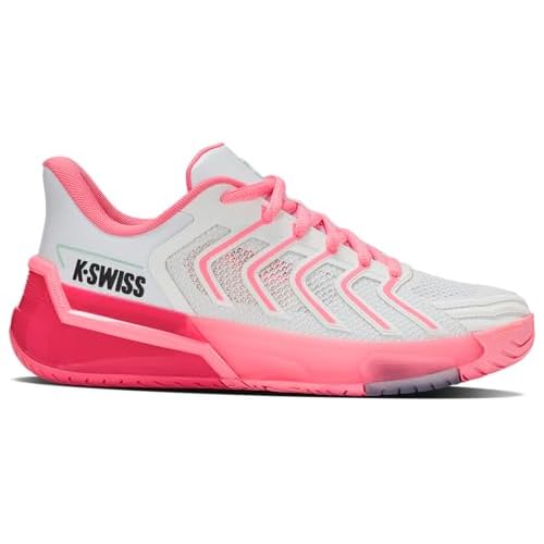 K-Swiss Women's Ultrashot 4 Tennis Shoe 5.5 White/Neon Pastel Pink/Hot Neon Pink