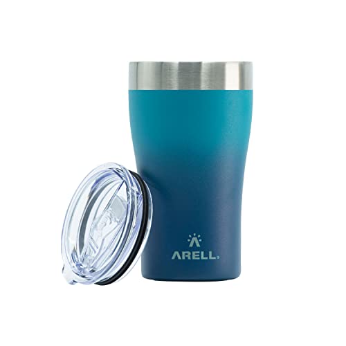 ARELL Copo isolado a vácuo com tampa e base antiderrapante para bebidas quentes e frias - Caneca térmica reutilizável de aço inoxidável de parede dupla, copo de viagem e acampamento para cerveja, café e chá, 473 ml azul oceano