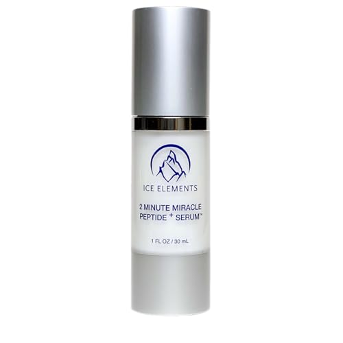 Ice Elements 2 Minute Miracle Peptide+ Serum with Bakuchiol and Peptides - Anti Aging Serum for Wrinkles, Dark Spots, Uneven Tone, Firming and Hydrating, Retinol Alternative Safe for Sensitive Skin