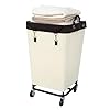 Flybox laundry hamper with wheels 160l clothes large laundry basket with steel frame and removable canvas laundry bag dirty cloth hamper for home closet dorm bathroom laundry room beige  urban country home decor