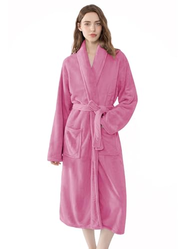 Image of Soft Robe For Women,Warm Plush Bath Robes Female,Spa Towel After Shower Lightweight Long Bathrobe